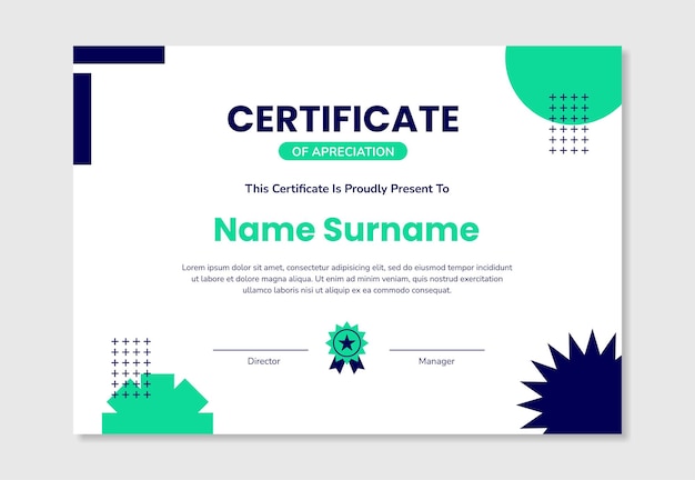 Flat modern colorful certificate template design
