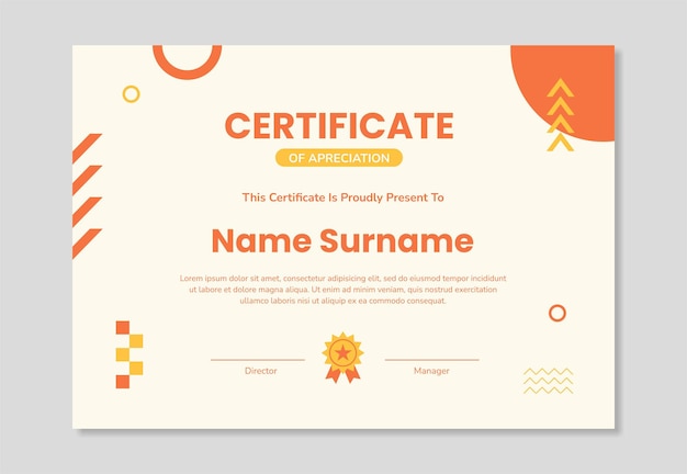 Flat modern colorful certificate template design