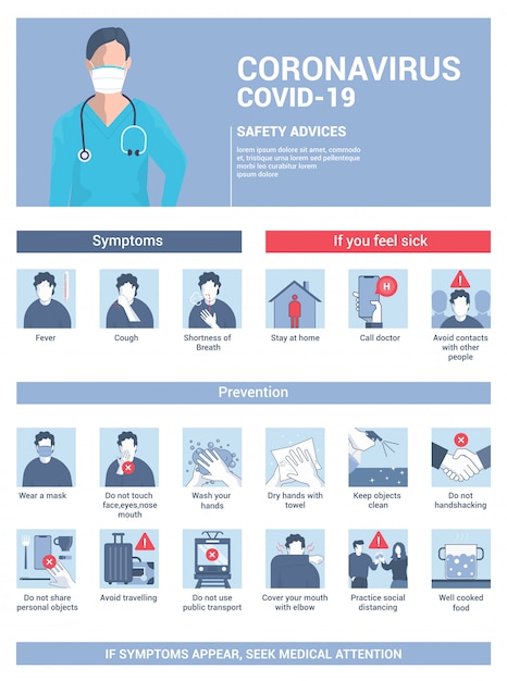 Плоский современный дизайн иллюстрация коронавирус - советы по безопасности