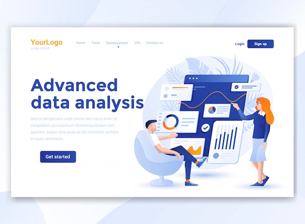 Flat modern design of wesite template - advanced data analysis