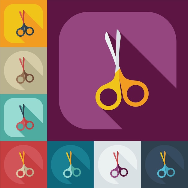 Vector flat modern design with shadow icons scissors vector image