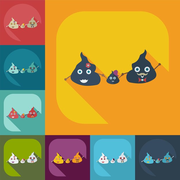 Vector flat modern design with shadow icons turd faeces vector image