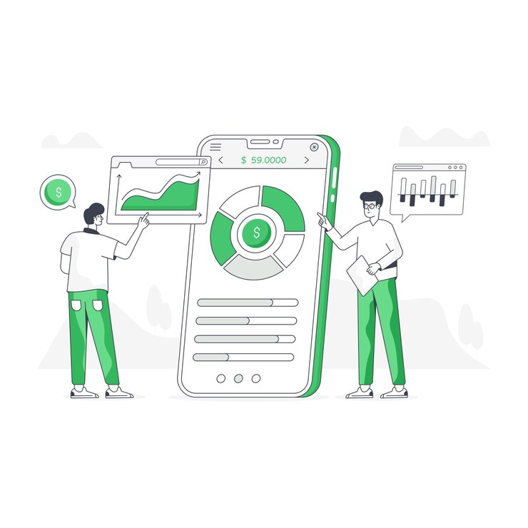 Vector a flat modern illustration of mobile banking