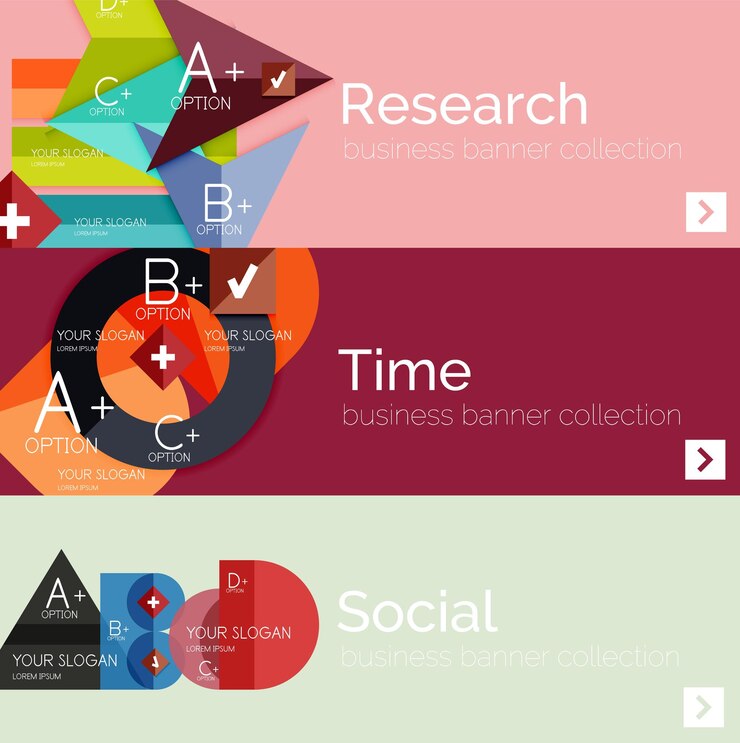 Vector flat modern info banner set