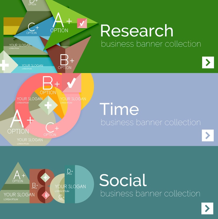 Vector flat modern info banner set