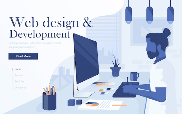 Web design piatto moderno e sviluppo