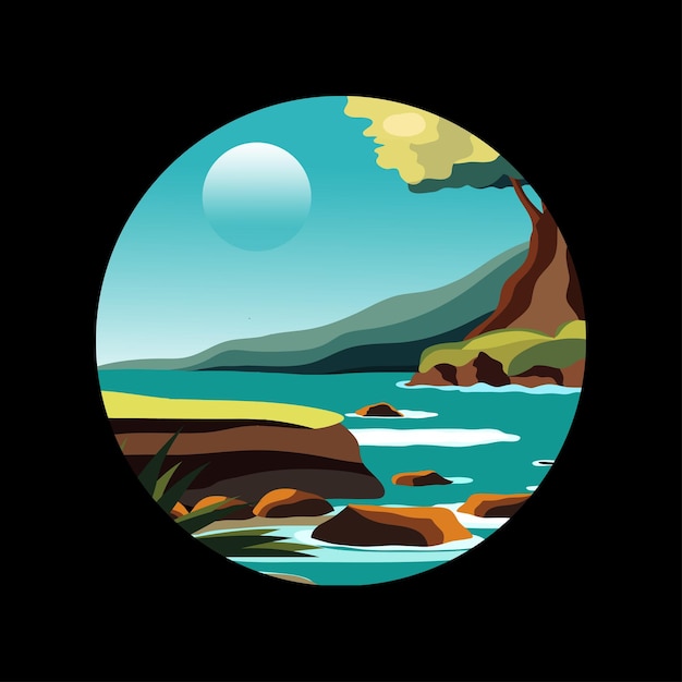 Flat modern landscape illustration