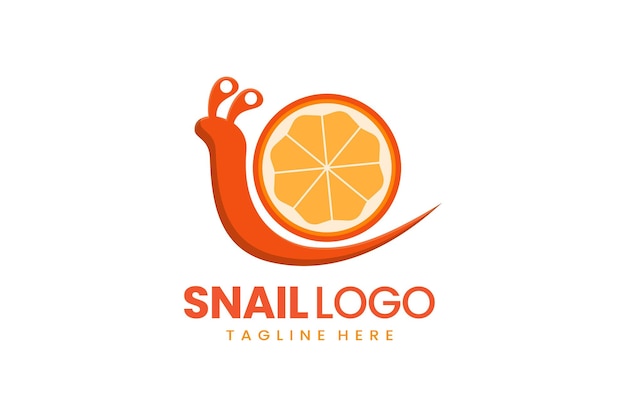 Flat modern logo snail orange fruit logo template