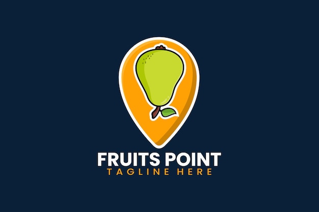 Flat modern pear pin point logo template vector illustration