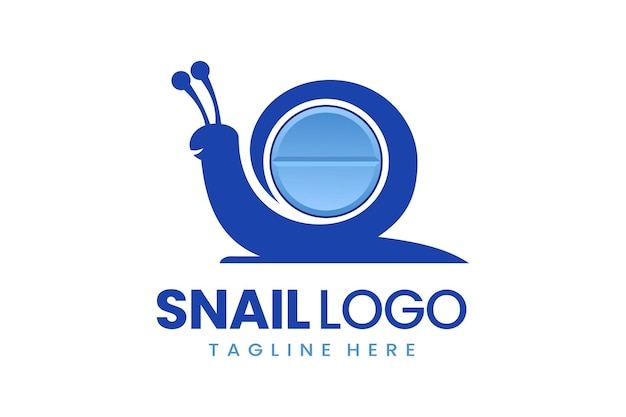 Flat modern simple logo snail medicine logo template icon symbol vector design illustration