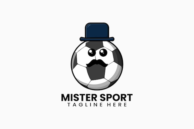 Flat modern template mister football logo concept vector illustration