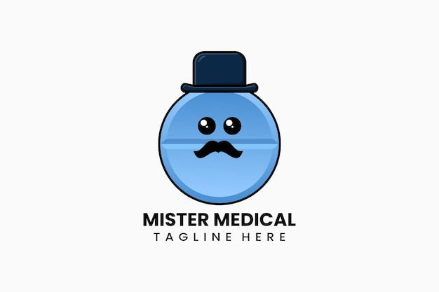 Vector flat modern template mister medical logo concept vector illustration