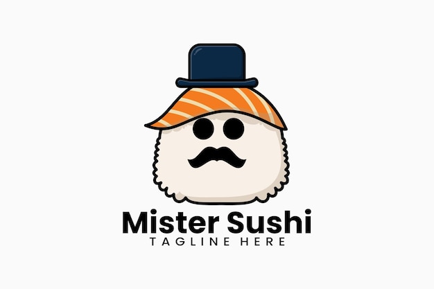 Flat modern template mister sushi logo vector