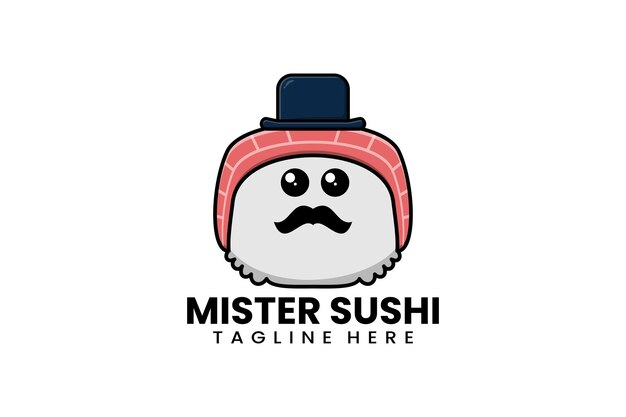 Flat modern template mister sushi logo