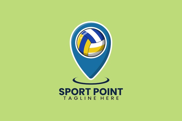 Flat modern volleyball pin point logo template