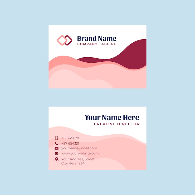 flat modern wavy  business card template