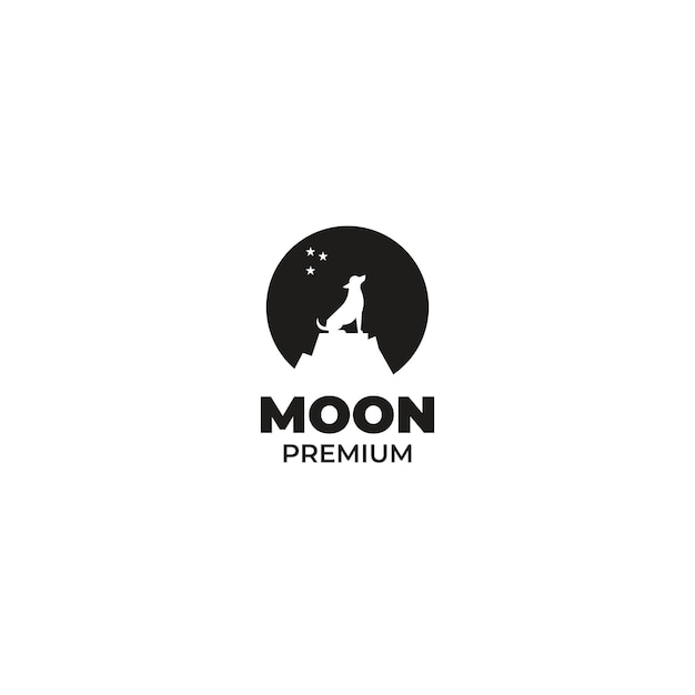 Flat moon dog logo design vector illustration