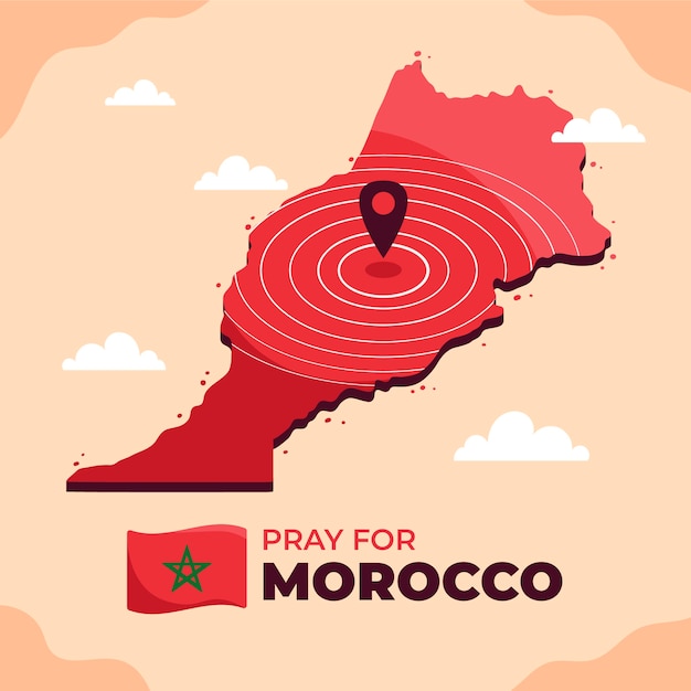 Vector flat morocco earthquake map illustration