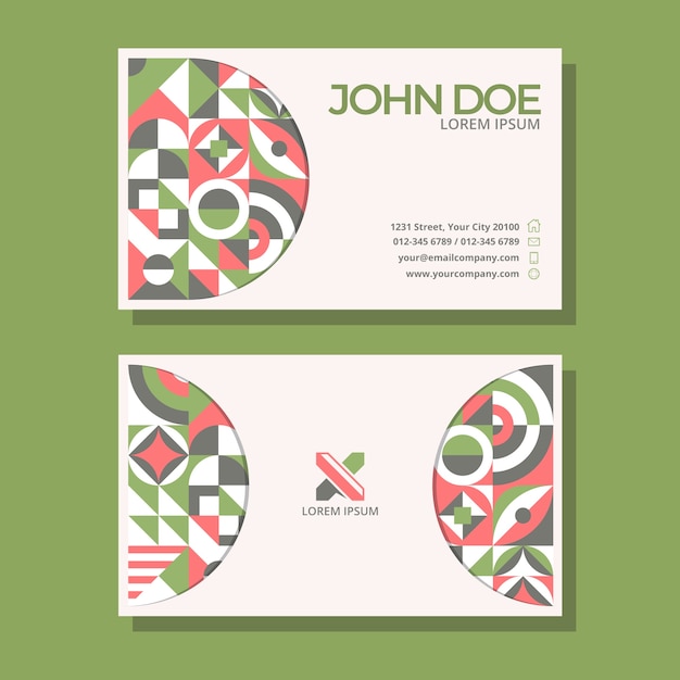 Vector flat mosaic business card template