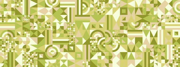 Flat mosaic pattern on geometrical green background