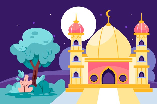 Vector flat mosque illustration