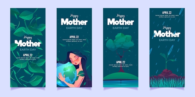 Set di banner piatto madre terra giorno