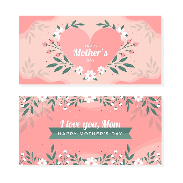 Flat mother's day banners set