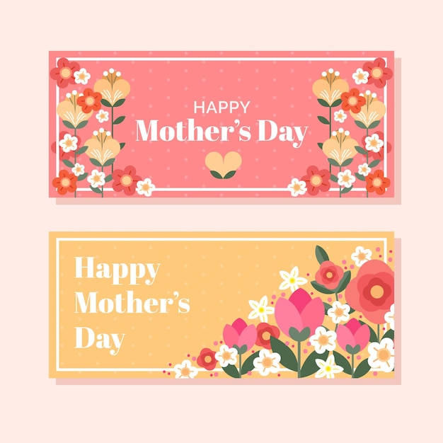 Vector flat mother's day banners set