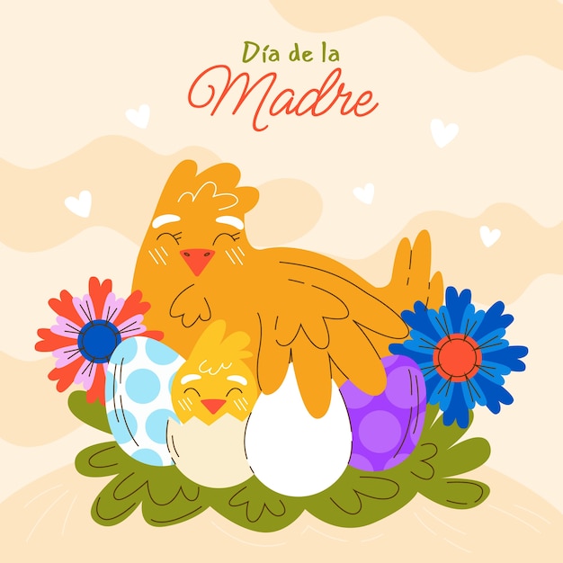 Vector flat mother's day illustration in spanish