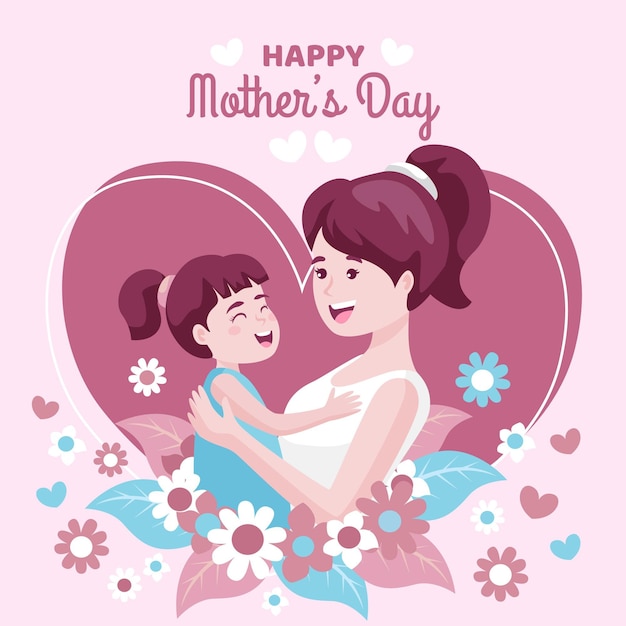 Vector flat mother's day illustration