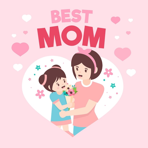 Vector flat mother's day illustration