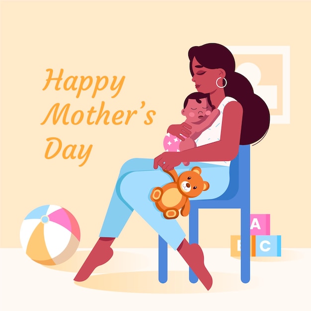 Vector flat mother's day illustration