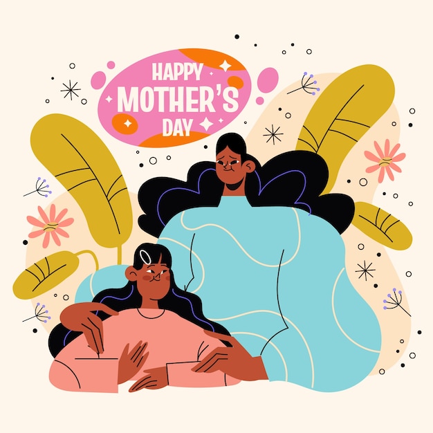 Vector flat mother's day illustration