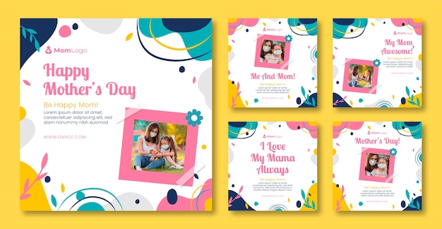 Flat mother's day instagram posts collection