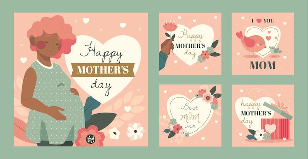 Flat mother's day instagram posts collection