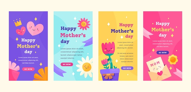 Flat mother's day instagram stories collection