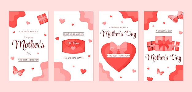 Vector flat mother's day instagram stories collection