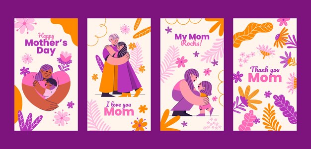 Flat mother's day instagram stories collection