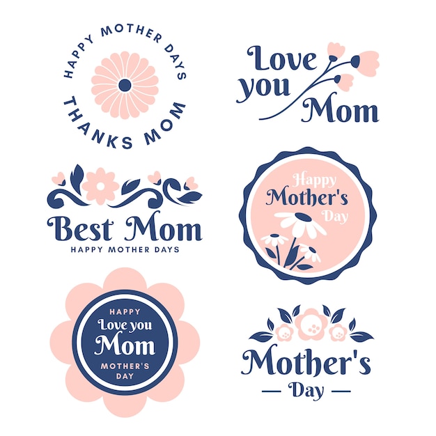 Flat mother's day label collection