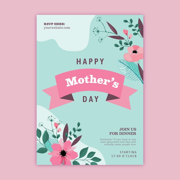 Flat mother's day vertical poster template