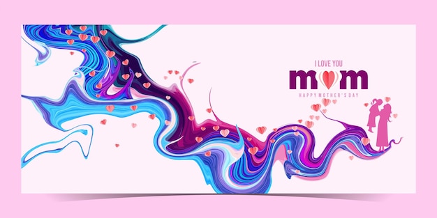 Vector flat mothers day horizontal banner design