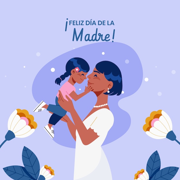 Flat mothers day illustration in spanish