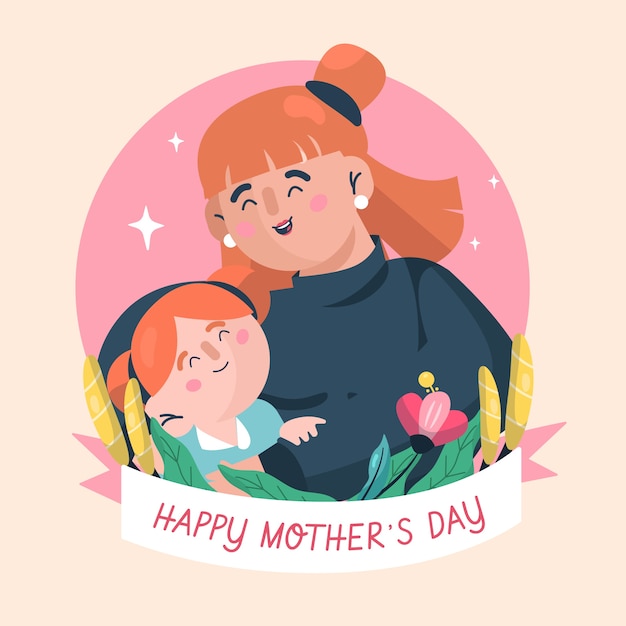 Vector flat mothers day illustration in spanish