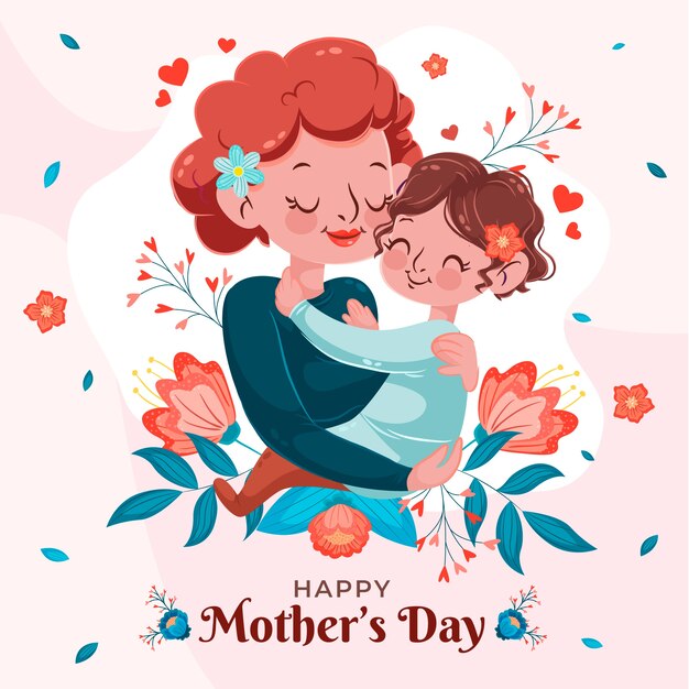 Vector flat mothers day illustration in spanish