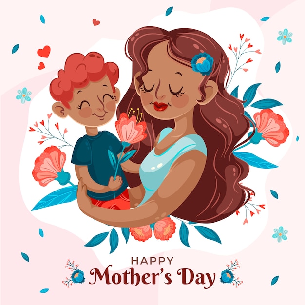 Vector flat mothers day illustration in spanish