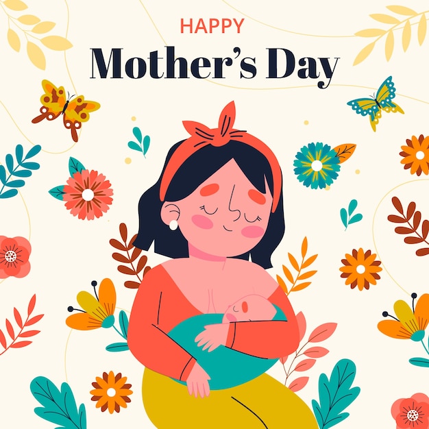 Flat mothers day illustration