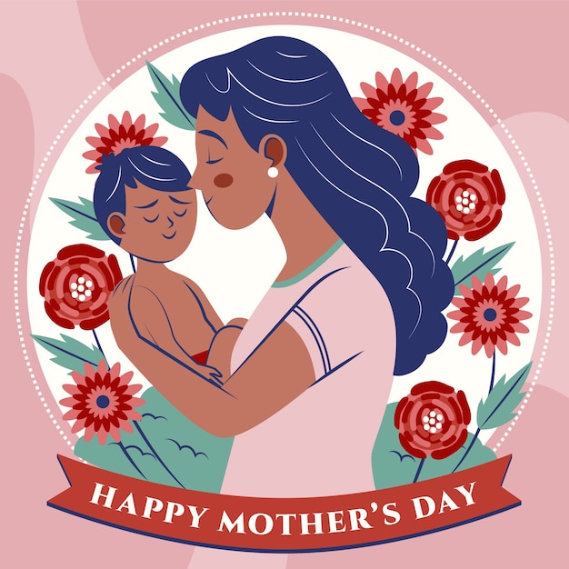 Vector flat mothers day illustration