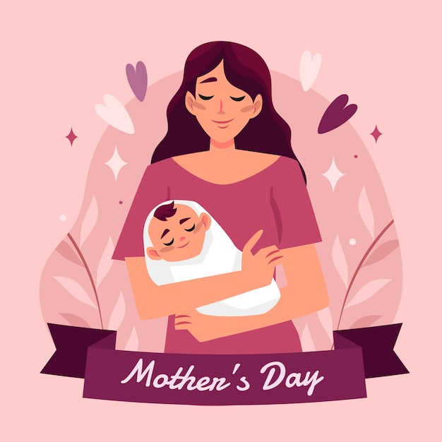 Vector flat mothers day illustration