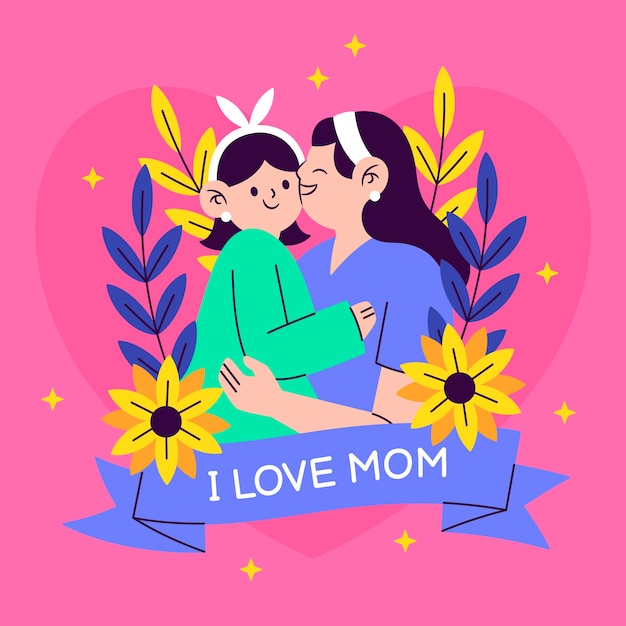 flat mothers day illustration