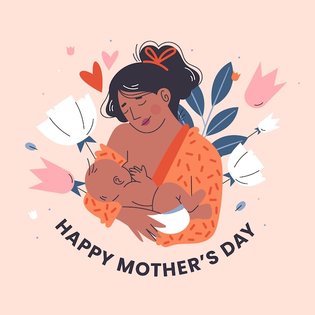 Vector flat mothers day illustration